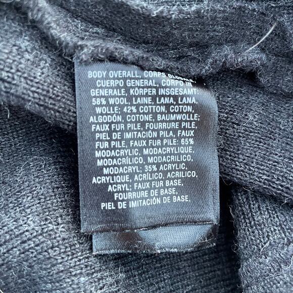 Anthropologie Moth Button Down Faux Fur Sweater Tunic Cardigan Gray Small - Picture 10 of 10